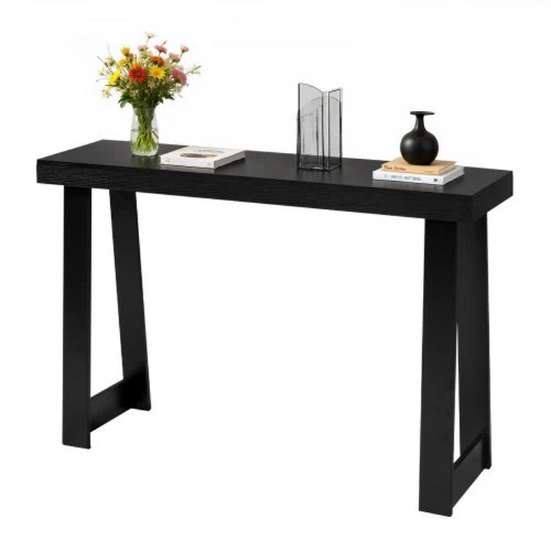 46-Inch Modern Console Table - Wooden Rectangular Entryway Desk, Slim Sofa Table for Hallway, Bedroom, and Living Room, Easy Assembly, Black Finish