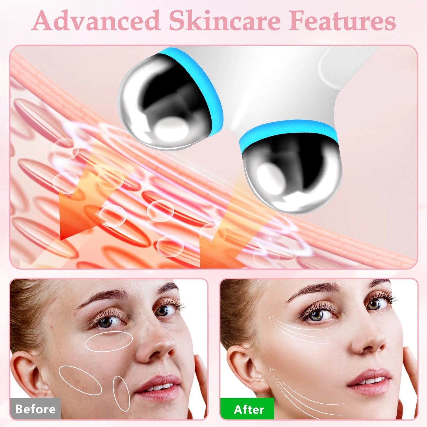 Rejuvenate Your Skin: Microcurrent Facial Device for Anti-Aging & Enhanced Skincare Absorption - White