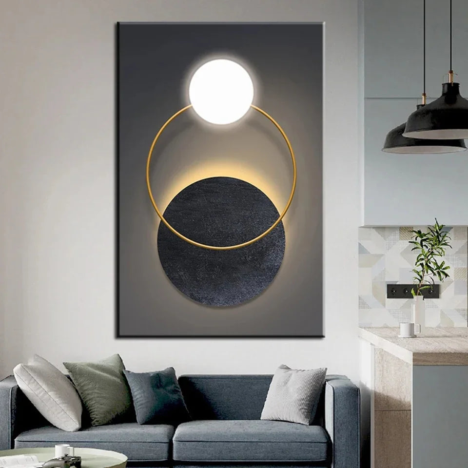 Luxury Black and White Abstract Geometric Canvas Art Set - 3 Pieces for Stunning Living Room Decor