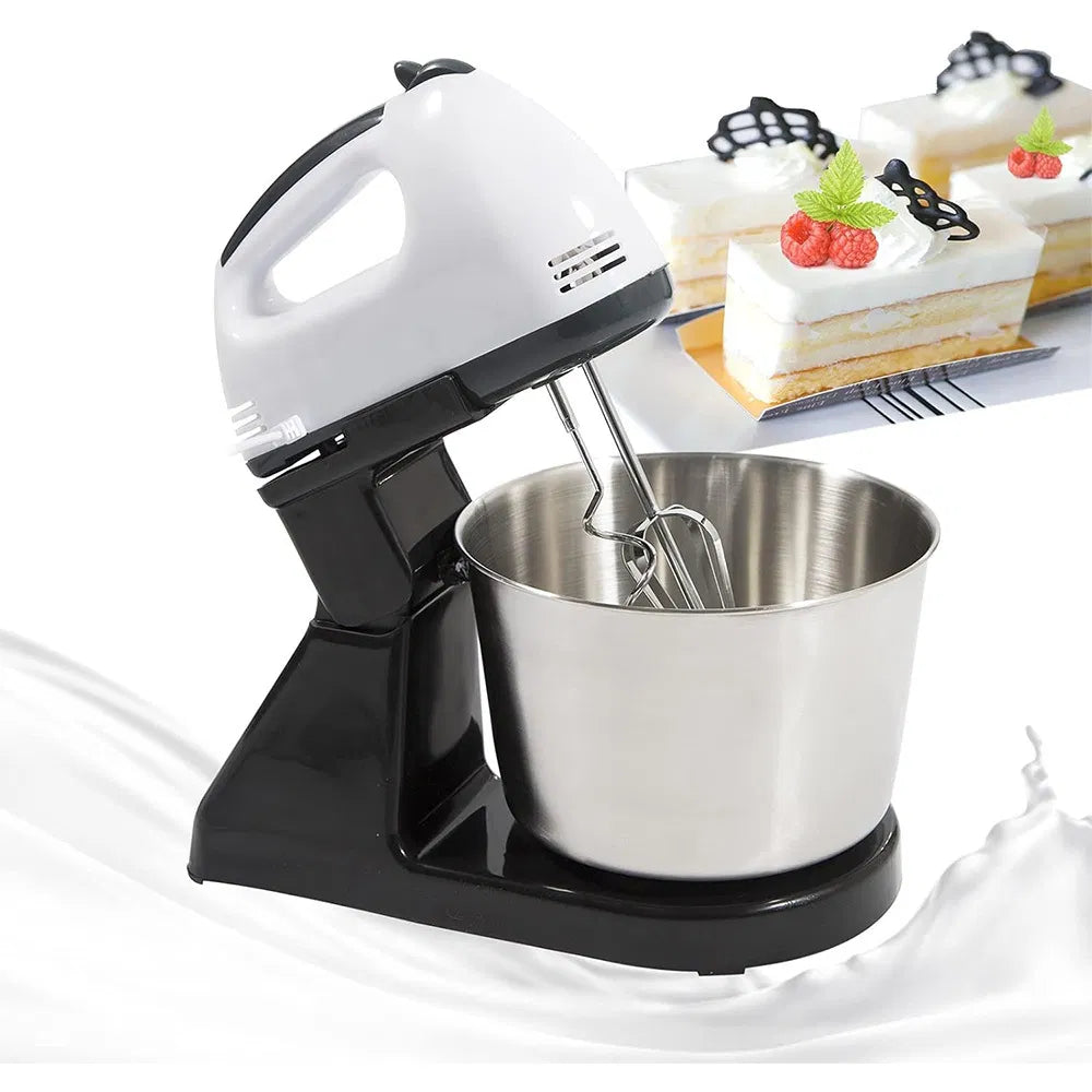 Automatic Electric Hand Mixer with Stand and Bowl - Multifunctional Kitchen Appliance for Dough Kneading, Egg Beating, and Culinary Preparation