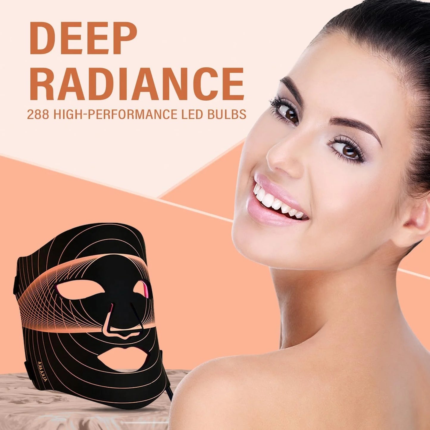 LED Facial Skin Care Mask with Red Light Therapy, 7-in-1 Color Options, 175 High-Density Light Beads, Black
