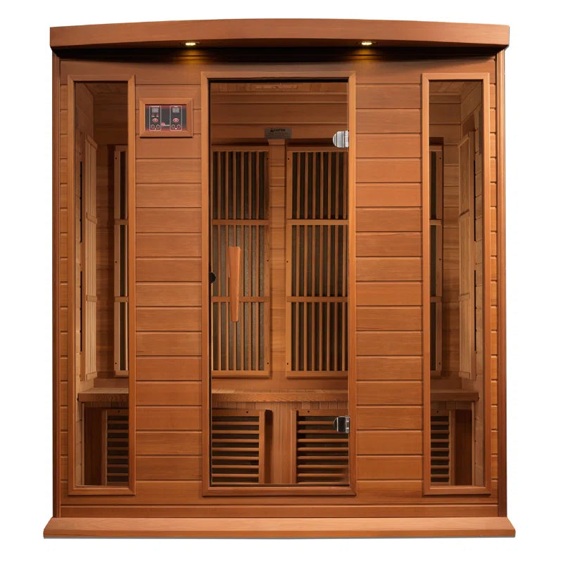 4-Person Indoor FAR Infrared Sauna with Bluetooth Compatibility in Cedar Wood