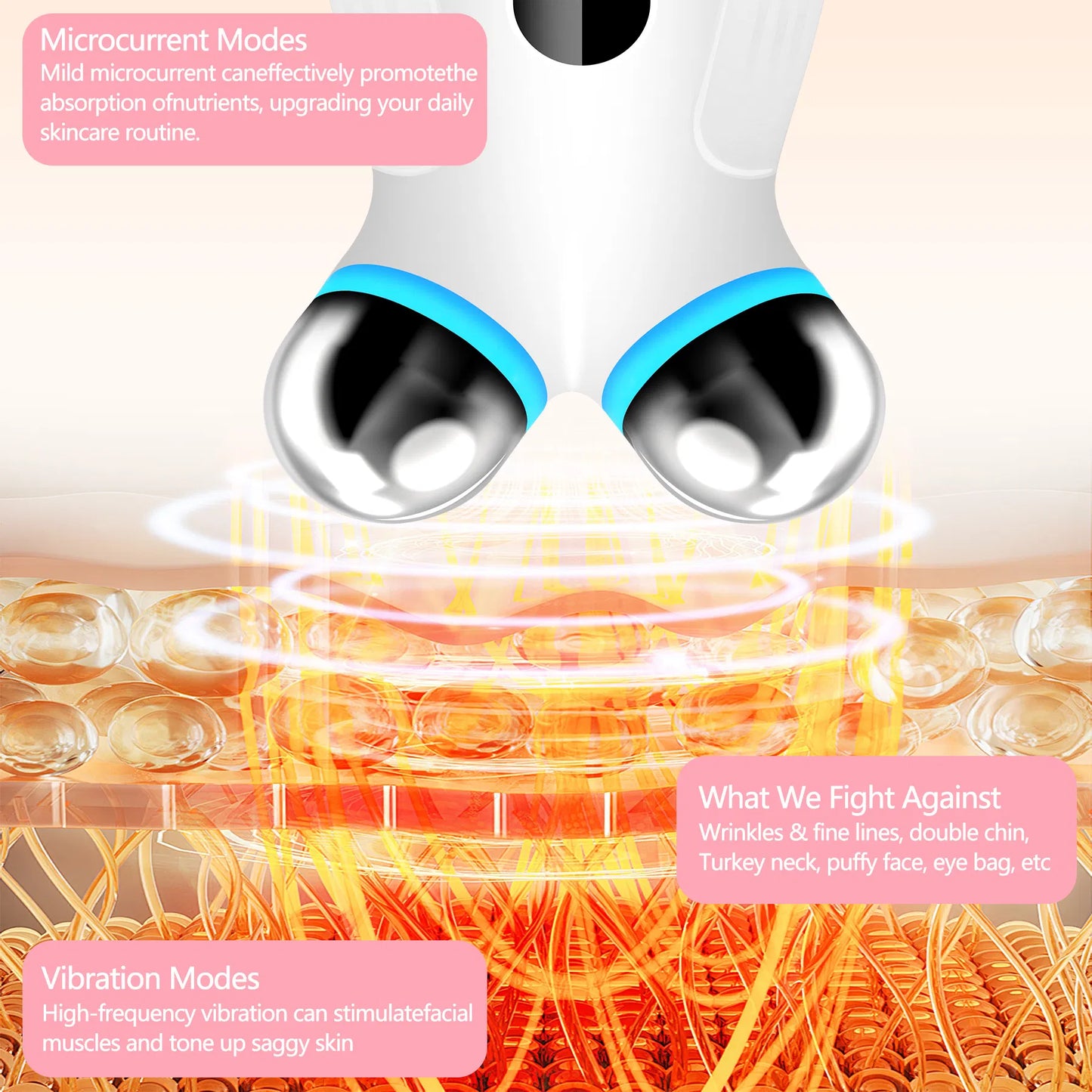 Rejuvenate Your Skin: Microcurrent Facial Device for Anti-Aging & Enhanced Skincare Absorption - White