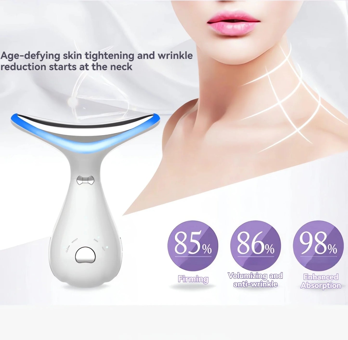 3-in-1 Portable Neck and Face Beauty Device for Advanced Skin Care: Facial Massager with Sculpting, Vibration, Thermal, and Microcurrent Treatments