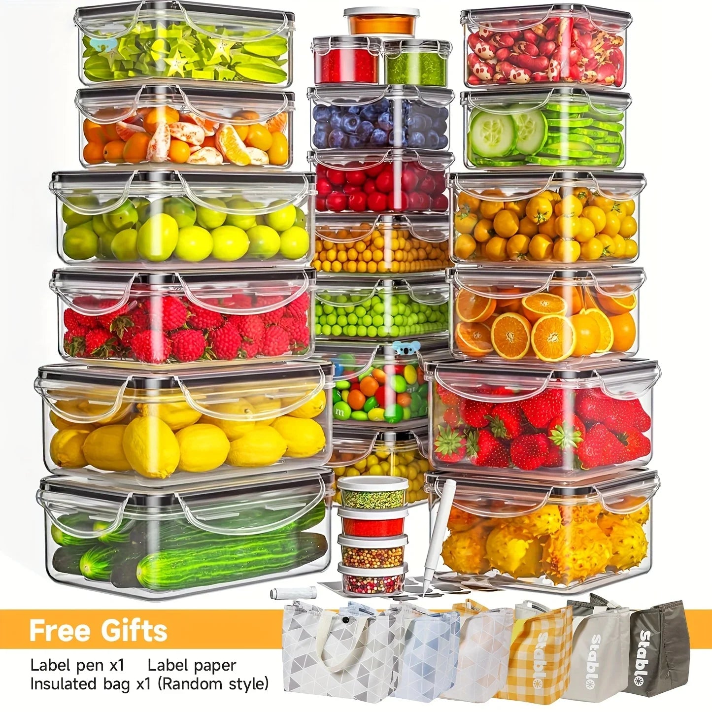 48-Piece BPA-Free Food Storage Set: 24 Airtight Containers with Lids and Labels for Kitchen, Pantry, and Travel Organization