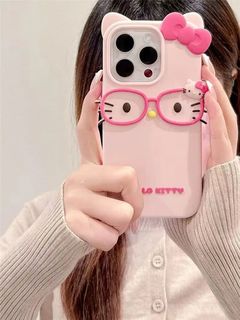 3D Cat Design Silicone Phone Case for iPhone 11 to 17 Pro Max, Including Mini and Plus Models