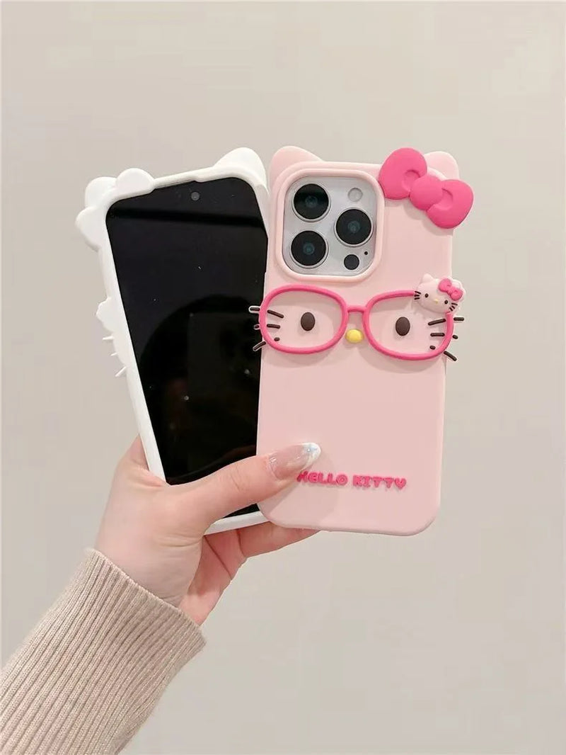 3D Cat Design Silicone Phone Case for iPhone 11 to 17 Pro Max, Including Mini and Plus Models
