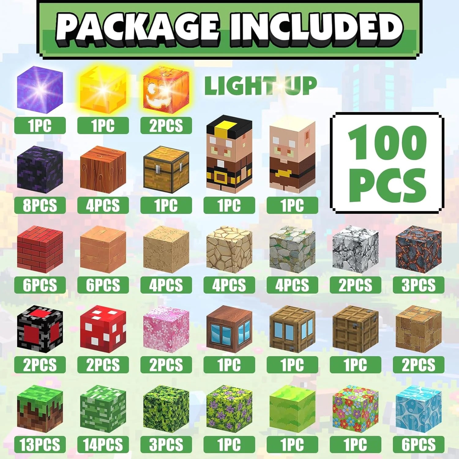 Magnetic Building Blocks - STEM Construction Toys for Kids, Montessori Sensory Stacking Blocks with Light, Perfect Christmas & Birthday Gifts for Ages 3-12