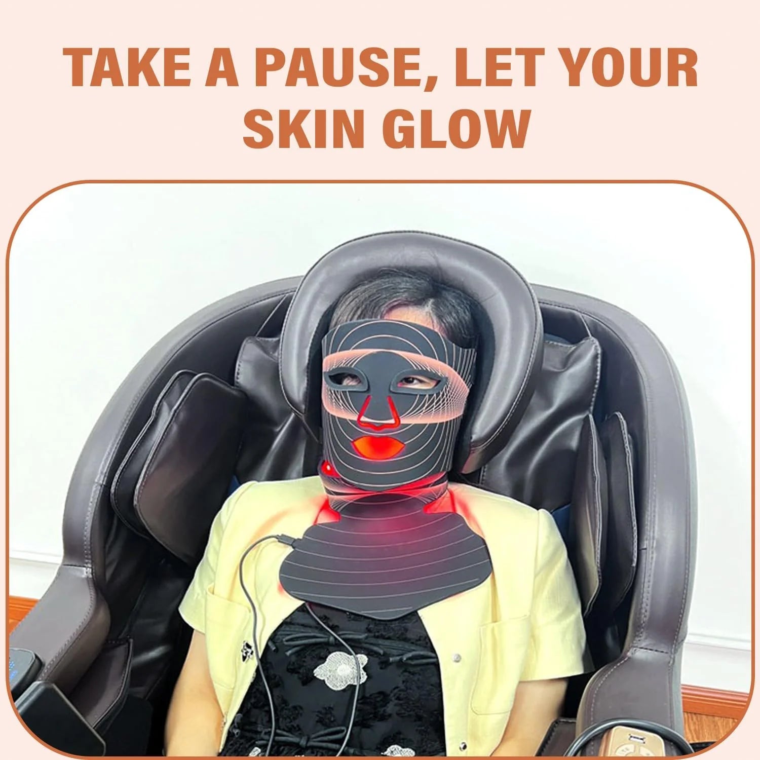 LED Facial Skin Care Mask with Red Light Therapy, 7-in-1 Color Options, 175 High-Density Light Beads, Black