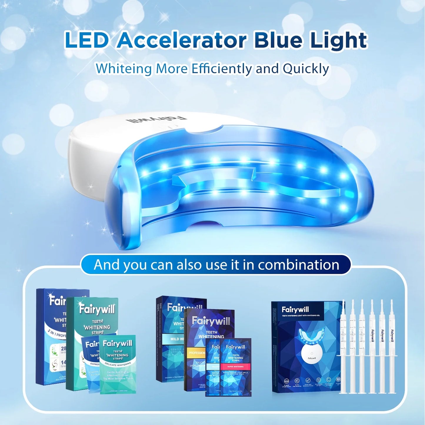 Ultimate LED Teeth Whitening Strips Kit - 28 Strips + 24 Blue Light Accelerator for Fast, Sensitive Care Against Coffee & Smoking Stains!