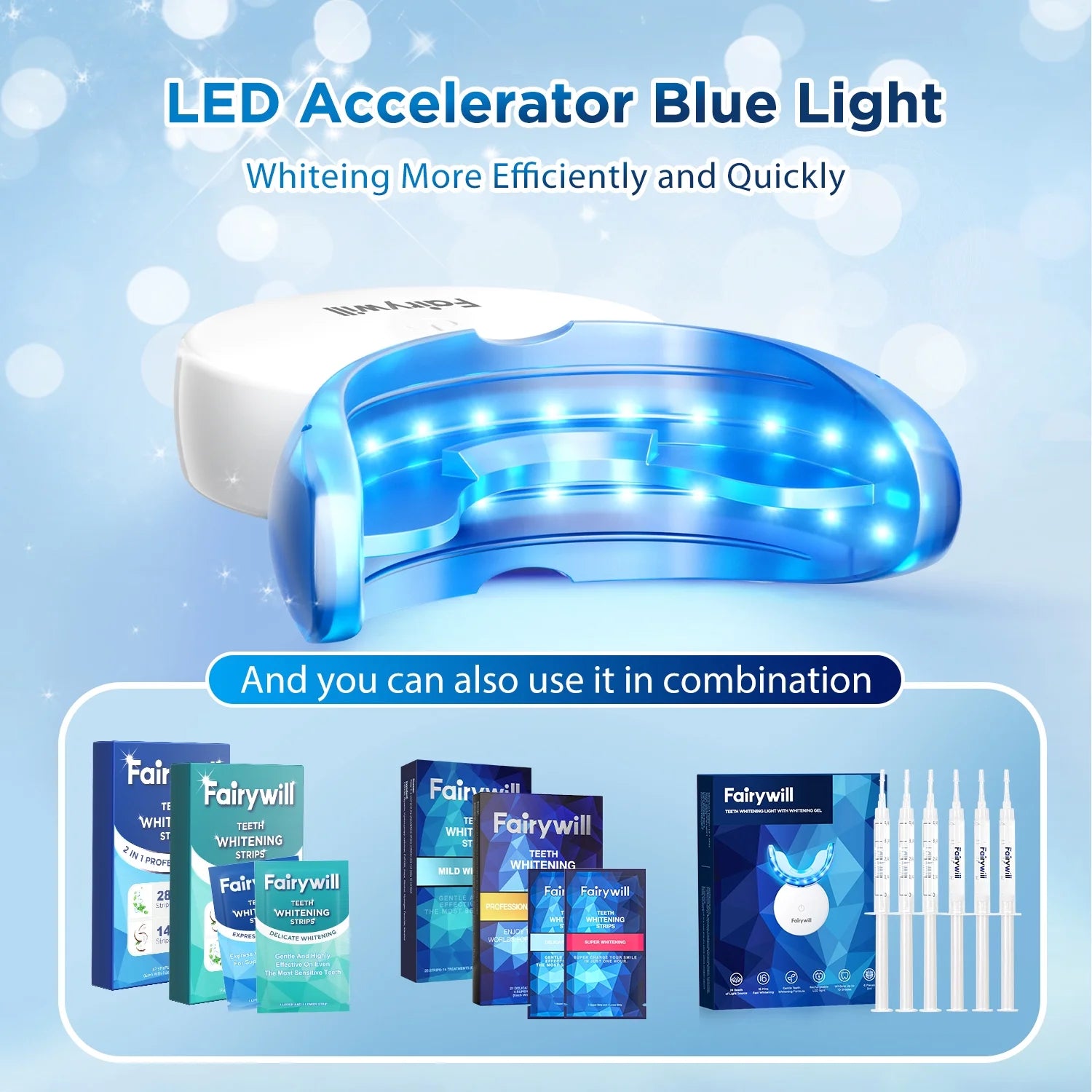 Ultimate LED Teeth Whitening Strips Kit - 28 Strips + 24 Blue Light Accelerator for Fast, Sensitive Care Against Coffee & Smoking Stains!