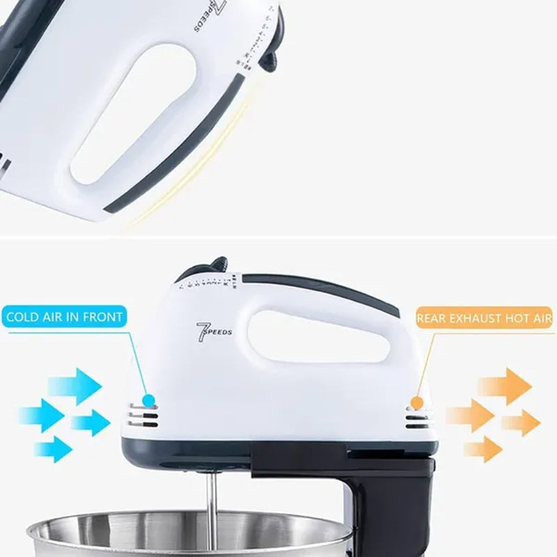 Automatic Electric Hand Mixer with Stand and Bowl - Multifunctional Kitchen Appliance for Dough Kneading, Egg Beating, and Culinary Preparation