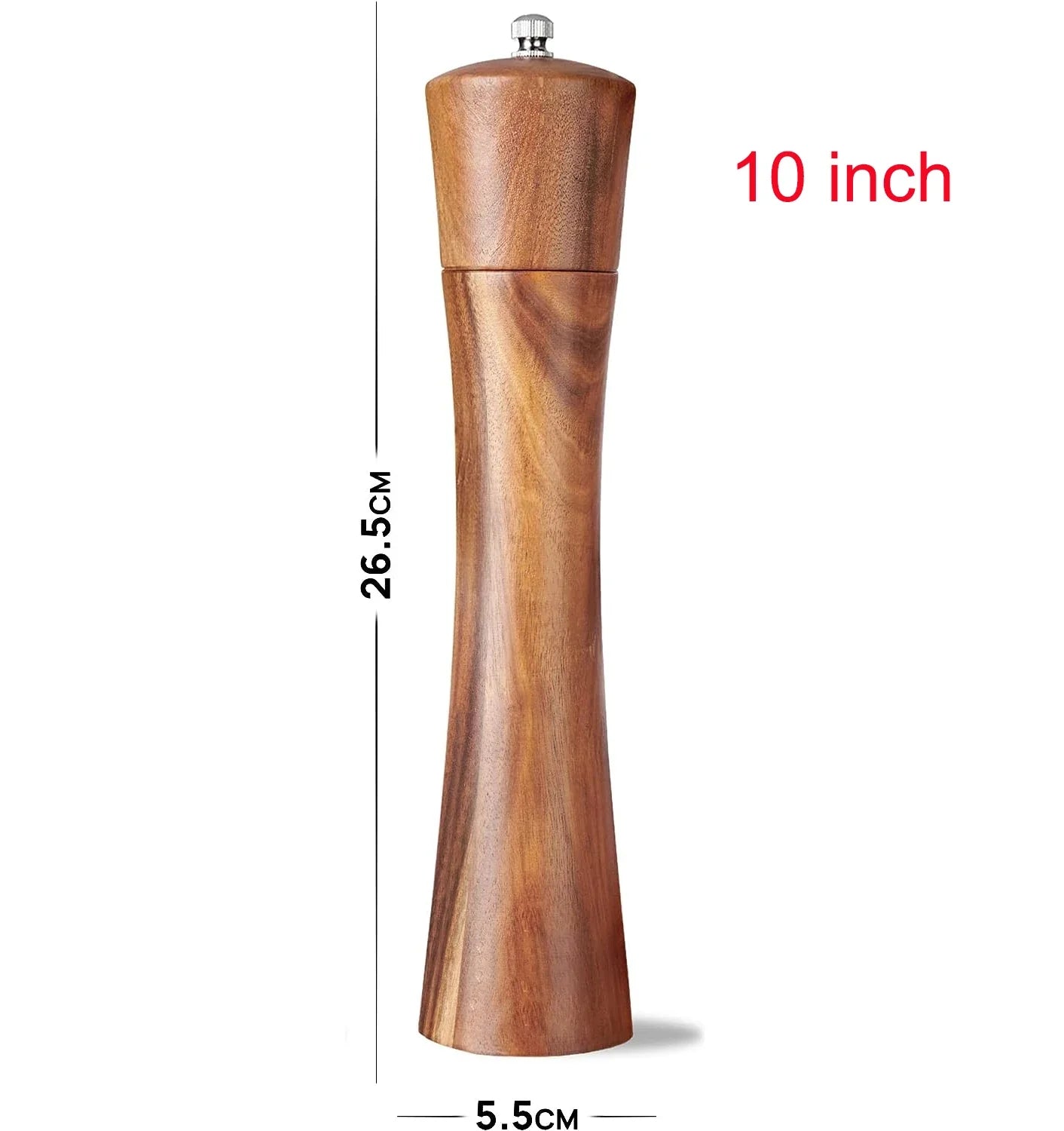 Acacia Wood Salt and Pepper Grinder Set with Adjustable Ceramic Mechanism for Culinary Use