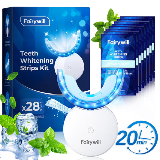 Ultimate LED Teeth Whitening Strips Kit - 28 Strips + 24 Blue Light Accelerator for Fast, Sensitive Care Against Coffee & Smoking Stains!