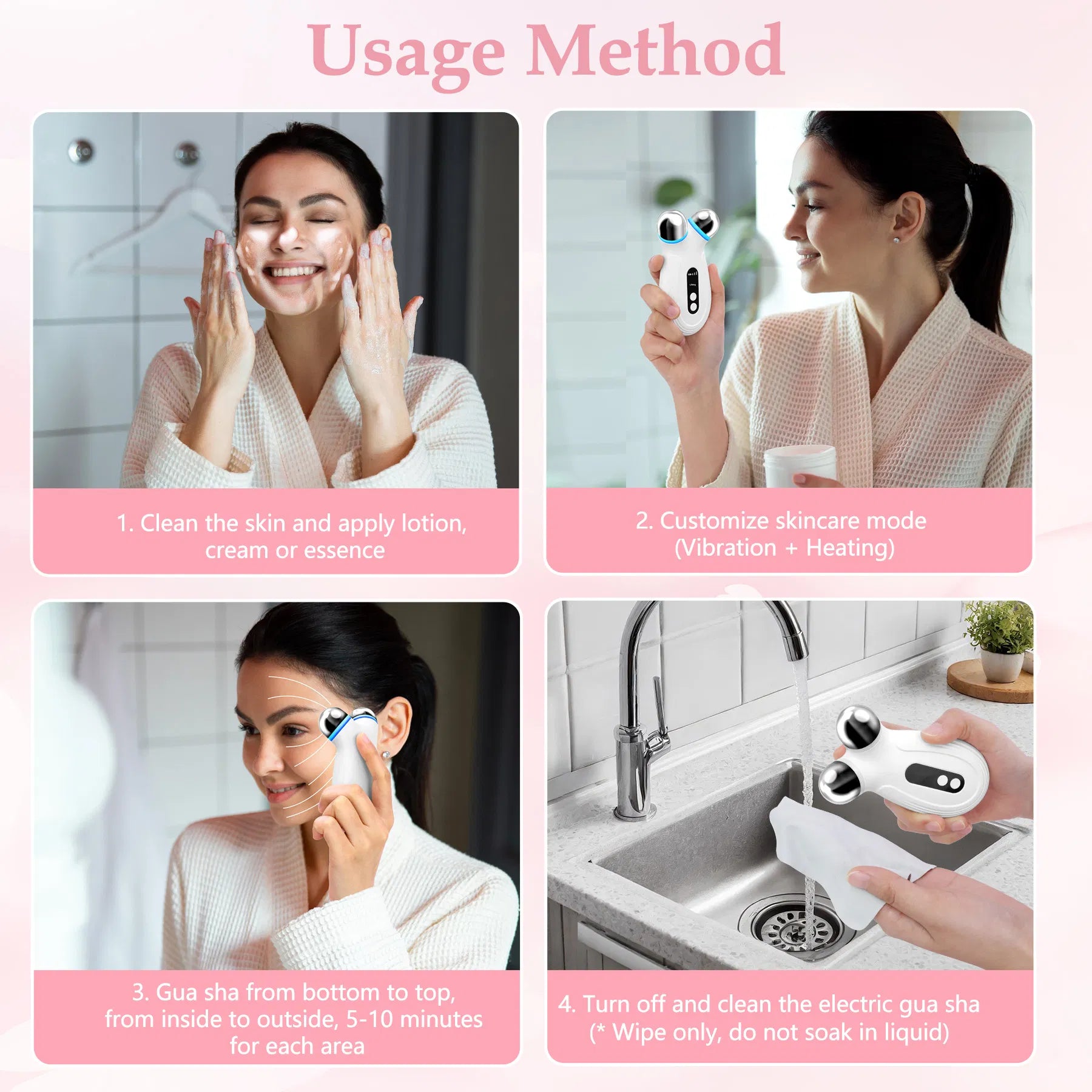 Rejuvenate Your Skin: Microcurrent Facial Device for Anti-Aging & Enhanced Skincare Absorption - White