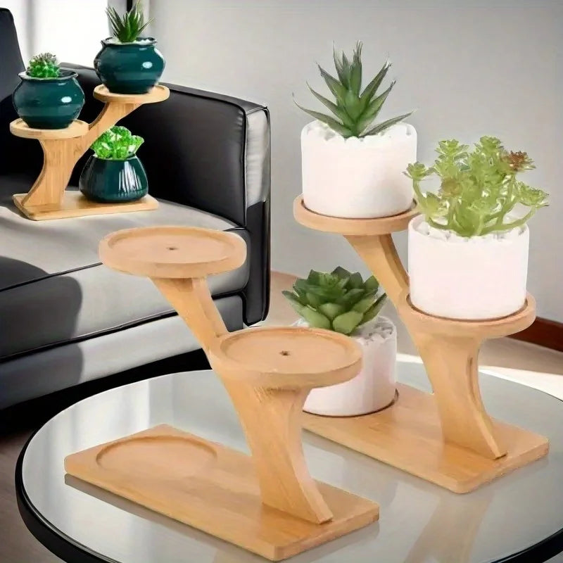 Bamboo Plant Stand - 3-Tier Indoor Succulent Shelf for Home and Office Decor
