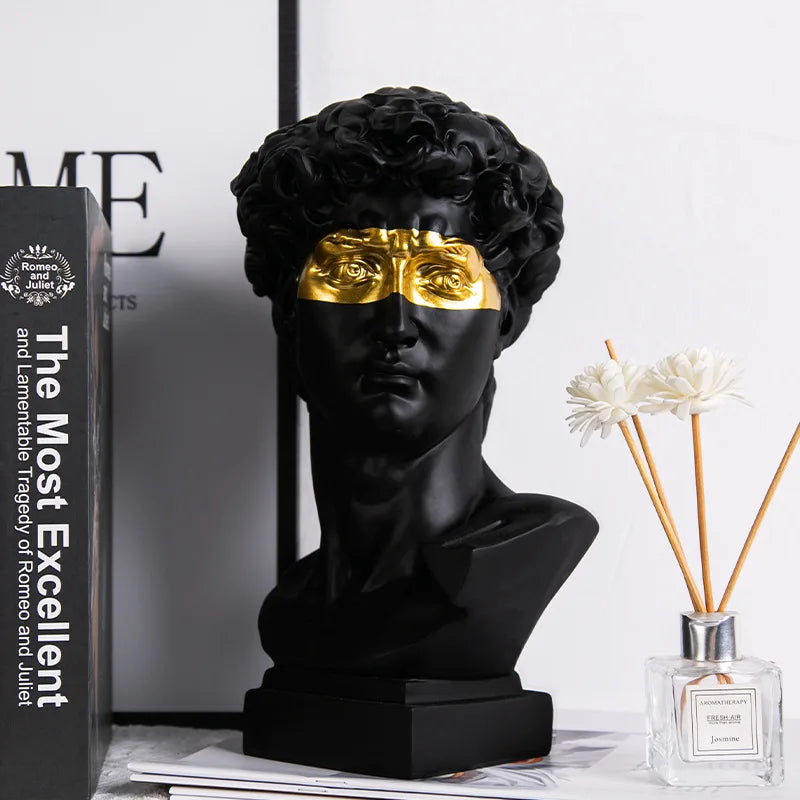 Modern Abstract David Head Bust Sculpture - Elegant European Home Decor Resin Statue for Artistic Touch