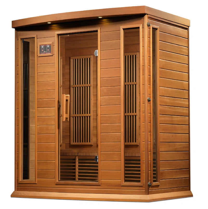 4-Person Indoor FAR Infrared Sauna with Bluetooth Compatibility in Cedar Wood