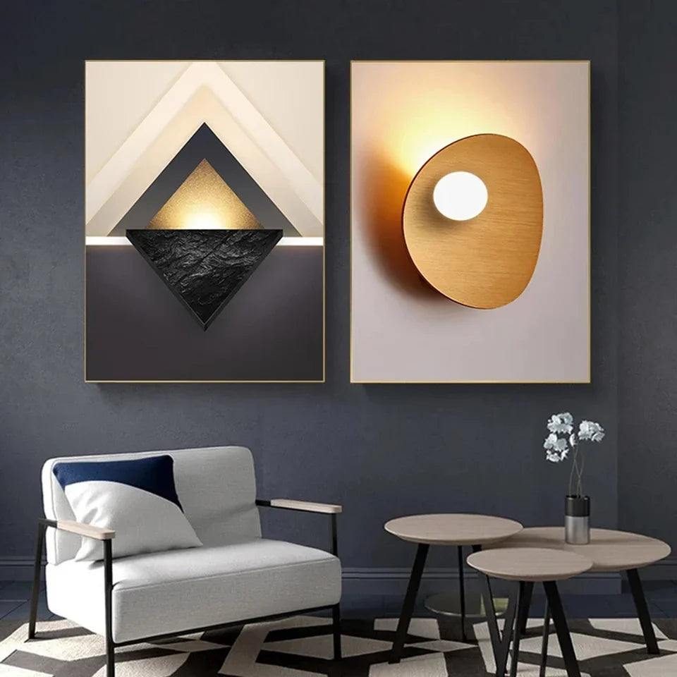 Luxury Black and White Abstract Geometric Canvas Art Set - 3 Pieces for Stunning Living Room Decor