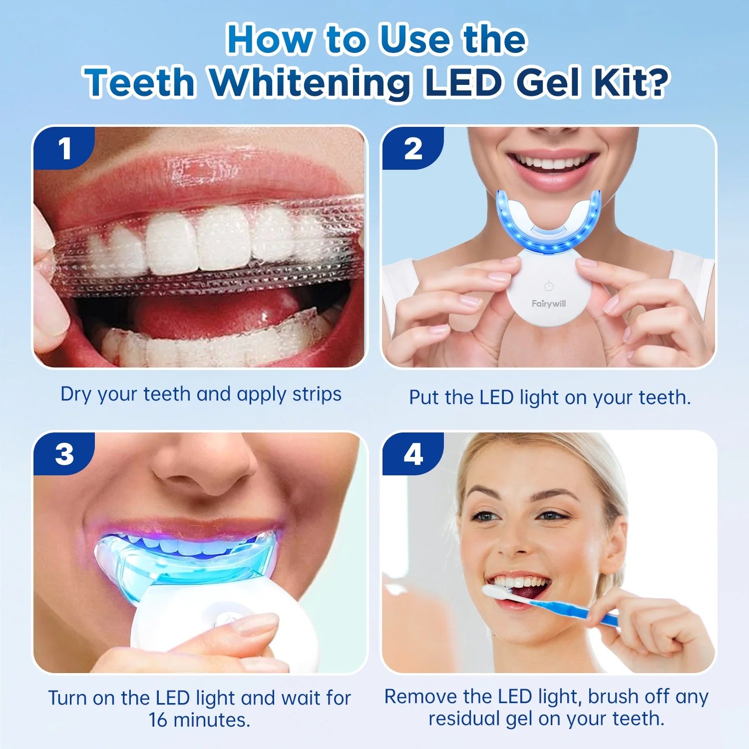 Ultimate LED Teeth Whitening Strips Kit - 28 Strips + 24 Blue Light Accelerator for Fast, Sensitive Care Against Coffee & Smoking Stains!