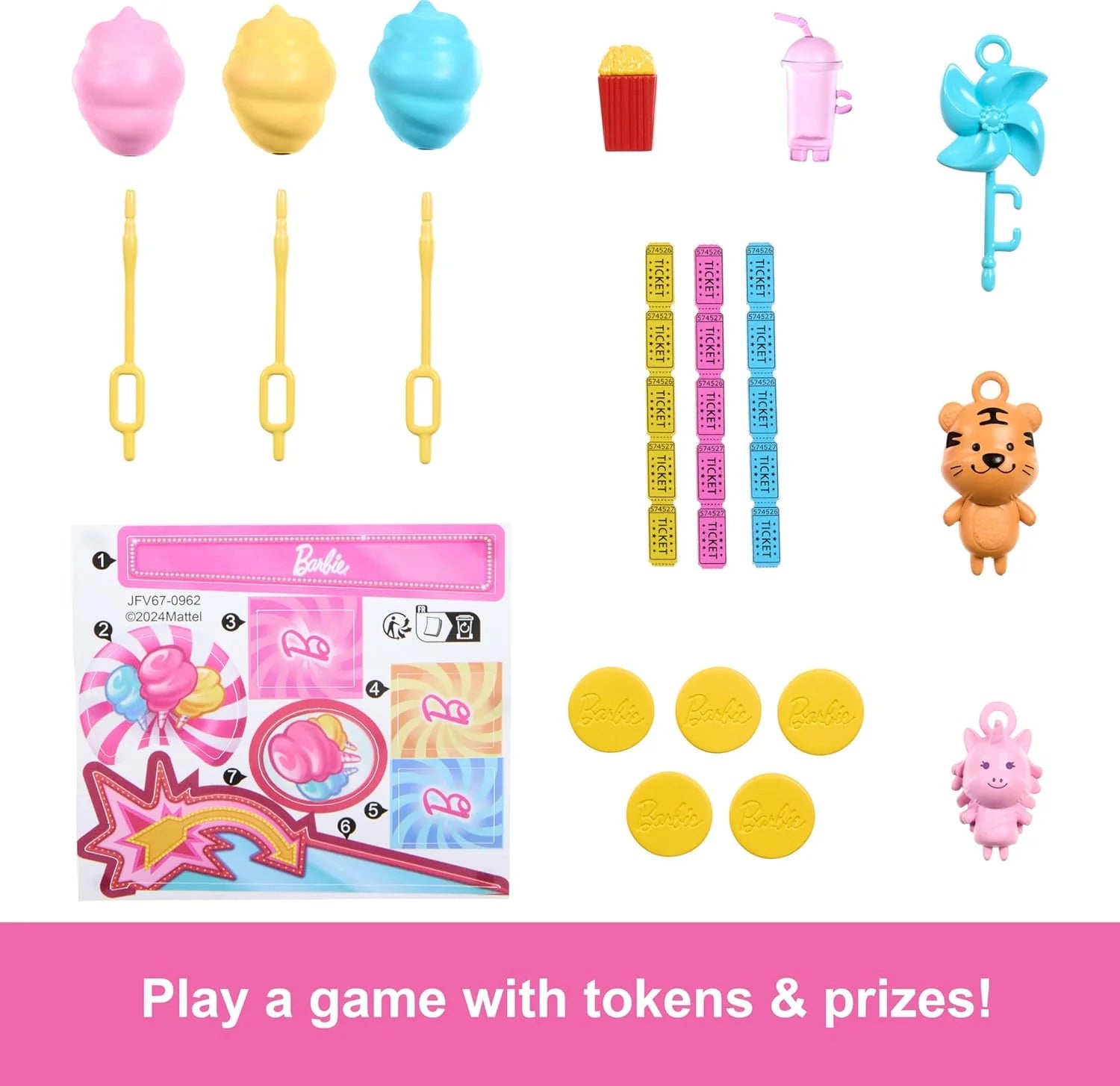Beach Detectives Malibu Doll and Cotton Candy Game Booth Playset with 20 Accessories Including Prizes