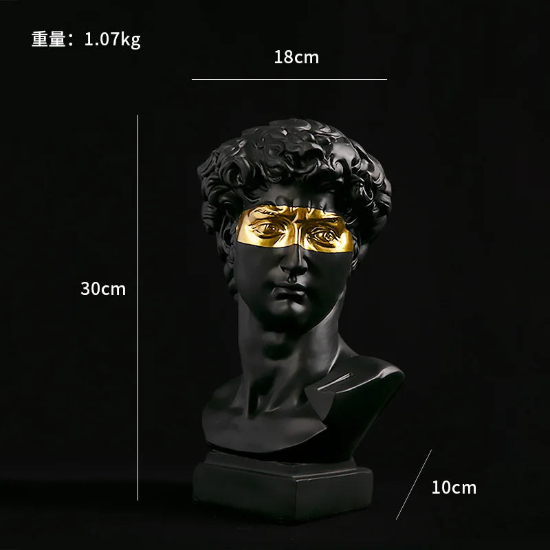 Modern Abstract David Head Bust Sculpture - Elegant European Home Decor Resin Statue for Artistic Touch