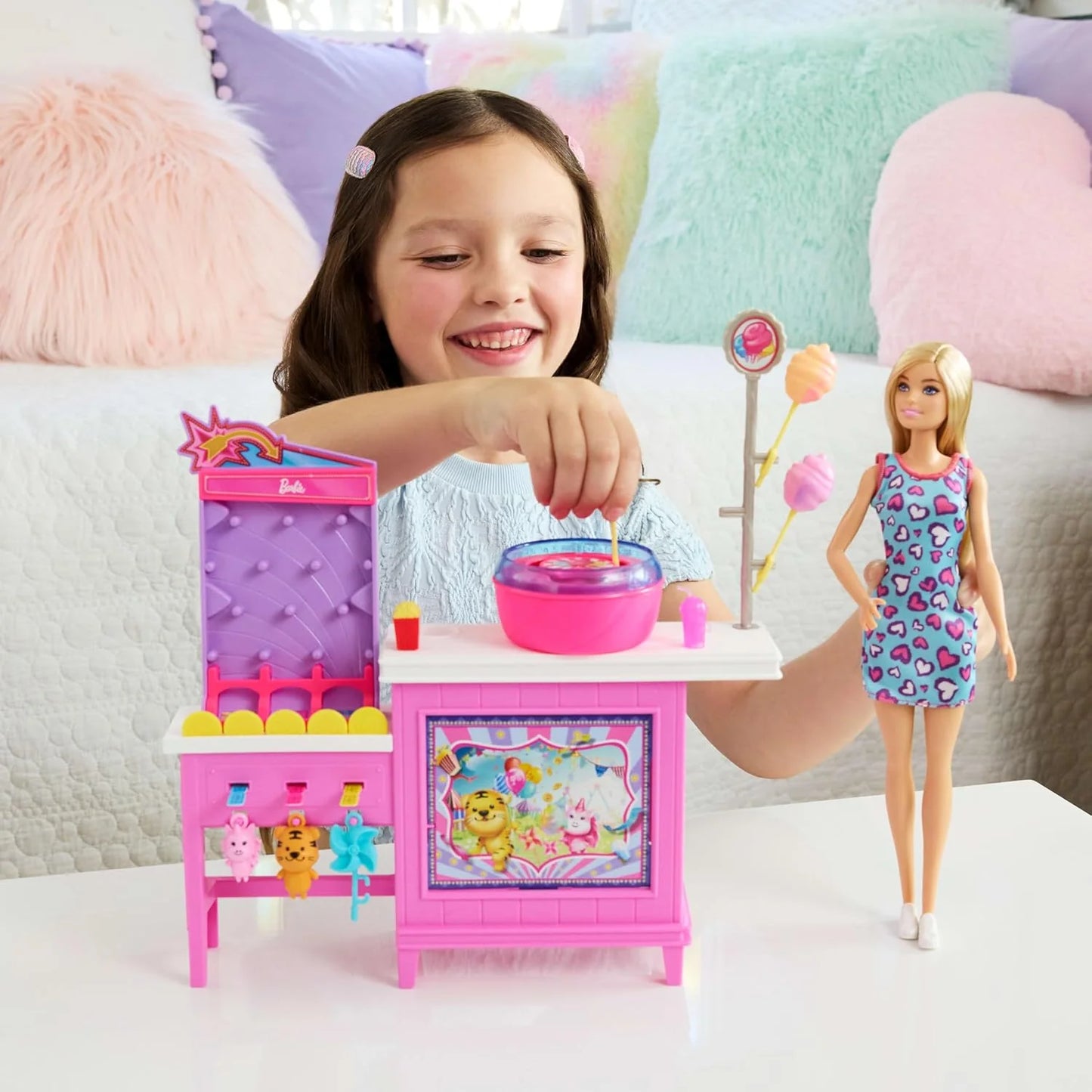 Beach Detectives Malibu Doll and Cotton Candy Game Booth Playset with 20 Accessories Including Prizes