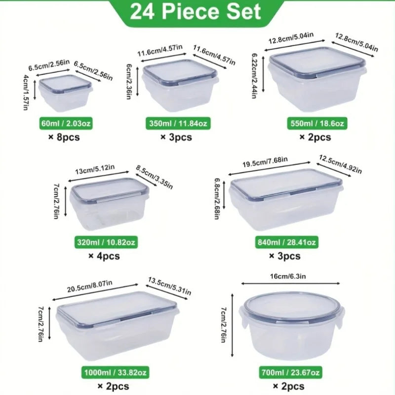 48-Piece BPA-Free Food Storage Set: 24 Airtight Containers with Lids and Labels for Kitchen, Pantry, and Travel Organization
