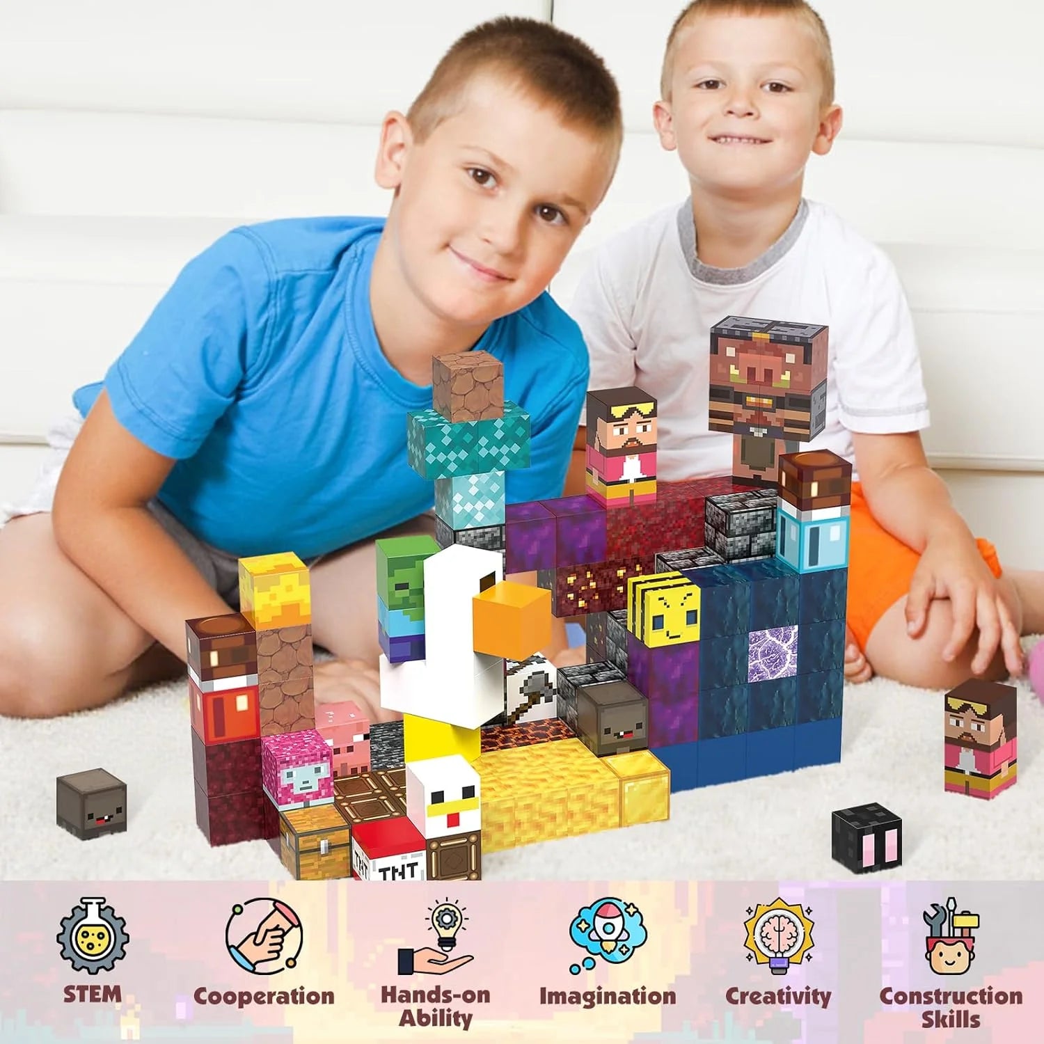 120-Piece Magnetic Building Block Set for Children Ages 3 and Up - Montessori-Inspired Sensory Stacking Construction Toys for Creative Play, Perfect for Holiday and Birthday Gifts