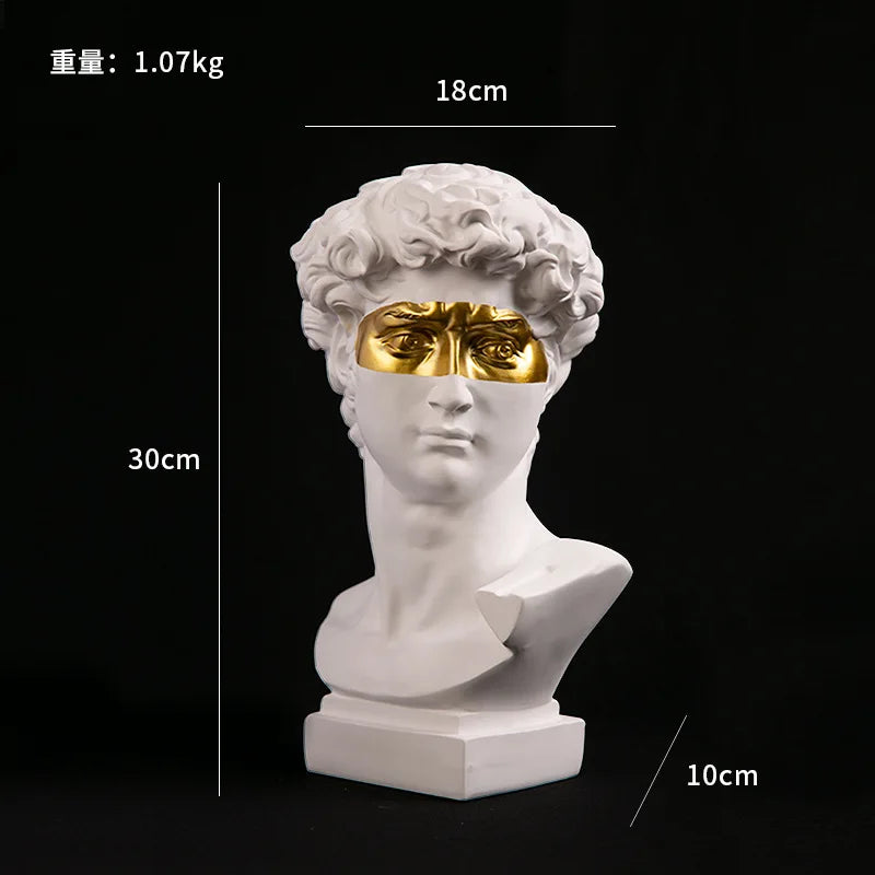 Modern Abstract David Head Bust Sculpture - Elegant European Home Decor Resin Statue for Artistic Touch