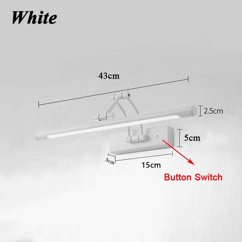 QUASHION LED Metal Foldable Bathroom Mirror Wall Lamp - Modern Nordic Sconce Lighting Fixture for Dressing Tables