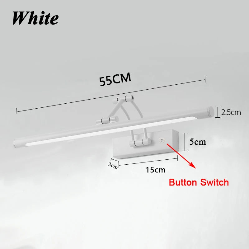 QUASHION LED Metal Foldable Bathroom Mirror Wall Lamp - Modern Nordic Sconce Lighting Fixture for Dressing Tables