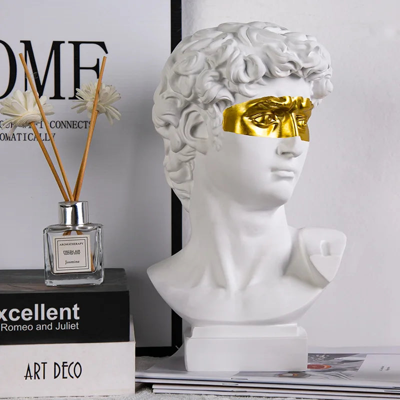 Modern Abstract David Head Bust Sculpture - Elegant European Home Decor Resin Statue for Artistic Touch