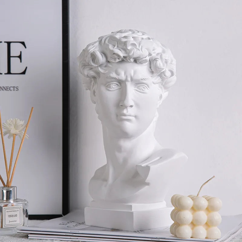 Modern Abstract David Head Bust Sculpture - Elegant European Home Decor Resin Statue for Artistic Touch