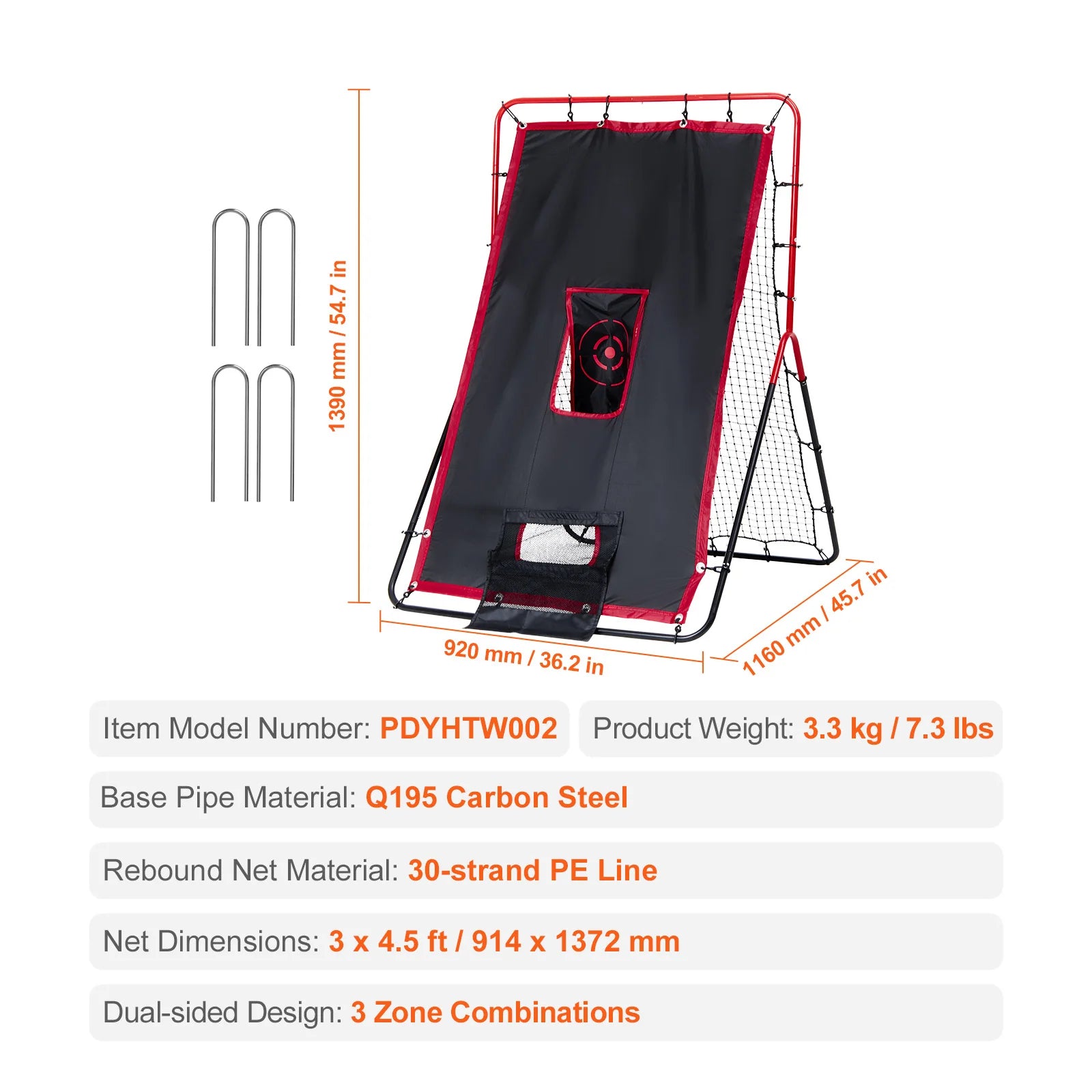 Ultimate Dual-Sided Baseball & Softball Rebounder Net - 3.5 x 4.5 Ft Pitch Trainer for Perfecting Your Skills!
