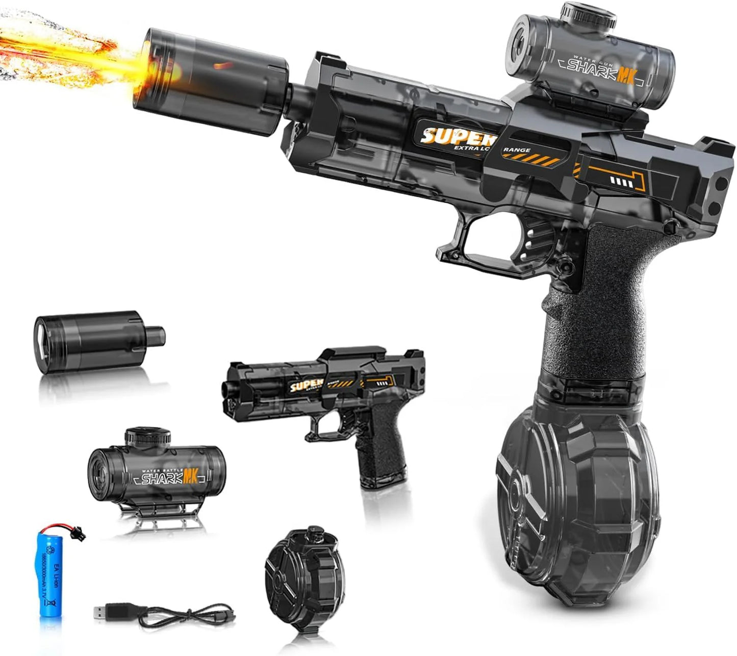 Automatic Electric Water Gun with 28-32 FT Range - Full-Function Water Blaster for Outdoor Recreation (Light Black)