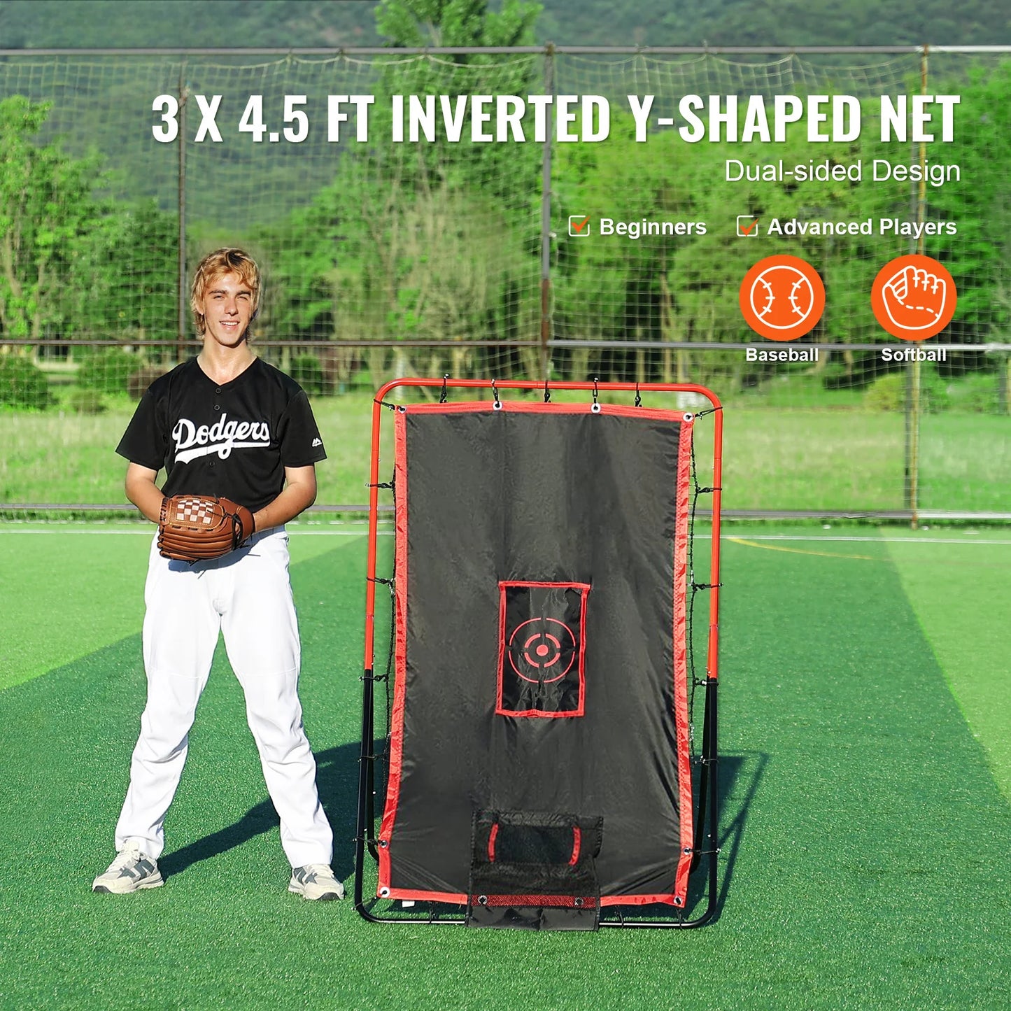Ultimate Dual-Sided Baseball & Softball Rebounder Net - 3.5 x 4.5 Ft Pitch Trainer for Perfecting Your Skills!