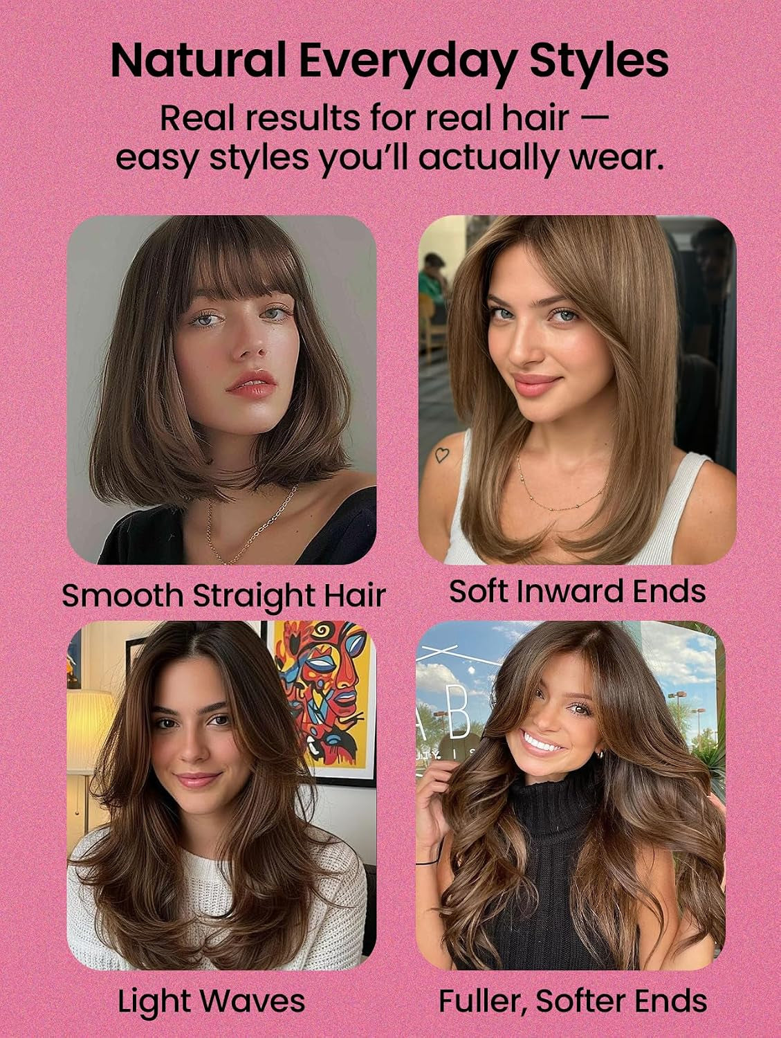 Infrared Thermal 2-in-1 Brush with 100 Million Negative Ions - Curling, Straightening & Smoothing Tool with 6 Heat Settings, LED Display, Lightweight Design, Dual Voltage, Auto Shut-Off, Presented in Elegant Pink Gift Box