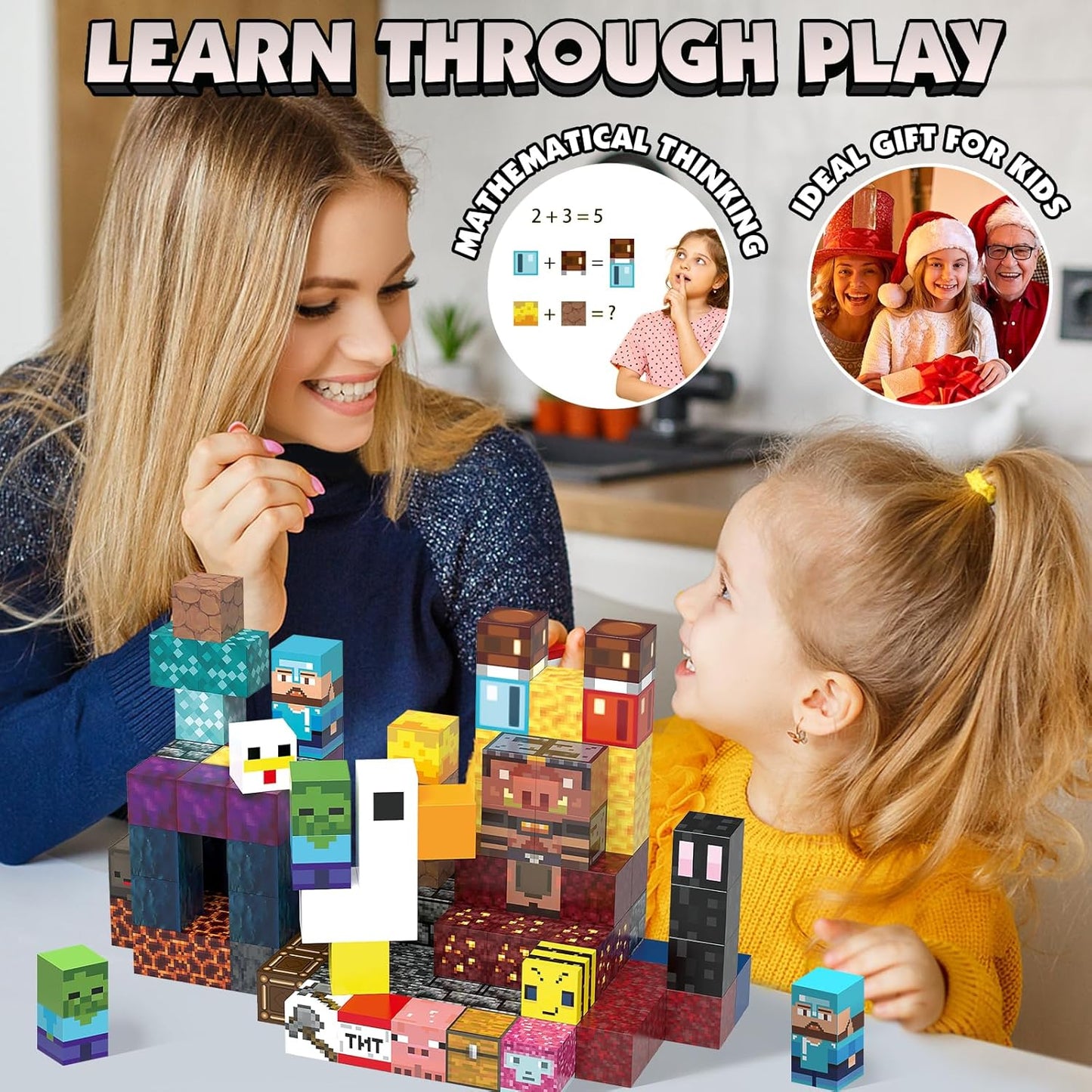 120-Piece Magnetic Building Block Set for Children Ages 3 and Up - Montessori-Inspired Sensory Stacking Construction Toys for Creative Play, Perfect for Holiday and Birthday Gifts
