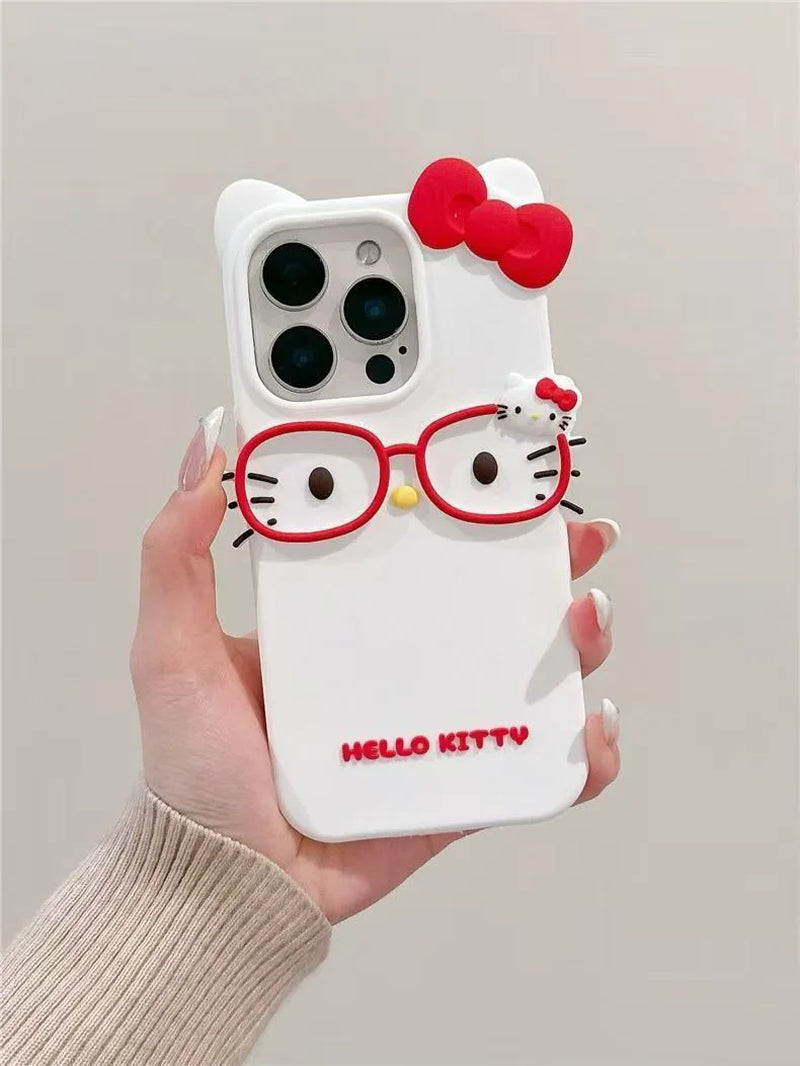 3D Cat Design Silicone Phone Case for iPhone 11 to 17 Pro Max, Including Mini and Plus Models