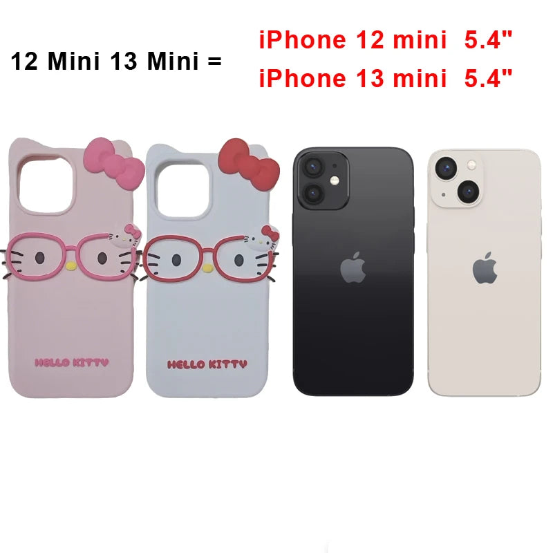 3D Cat Design Silicone Phone Case for iPhone 11 to 17 Pro Max, Including Mini and Plus Models