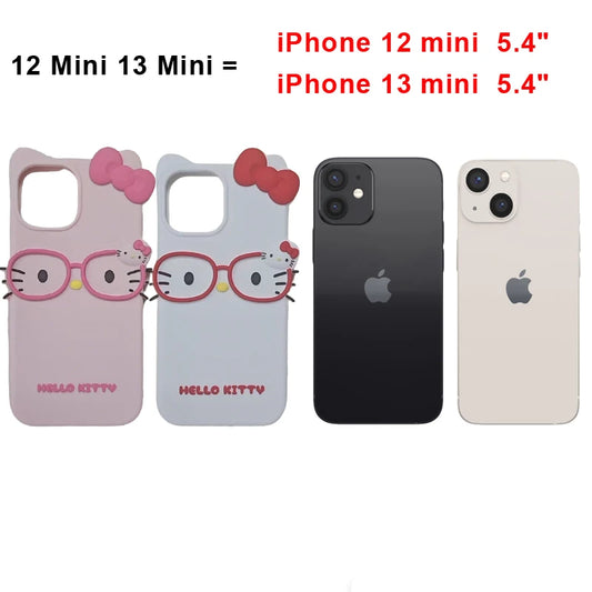 3D Cat Design Silicone Phone Case for iPhone 11 to 17 Pro Max, Including Mini and Plus Models