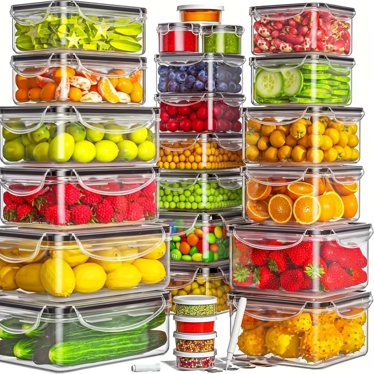 48-Piece BPA-Free Food Storage Set: 24 Airtight Containers with Lids and Labels for Kitchen, Pantry, and Travel Organization