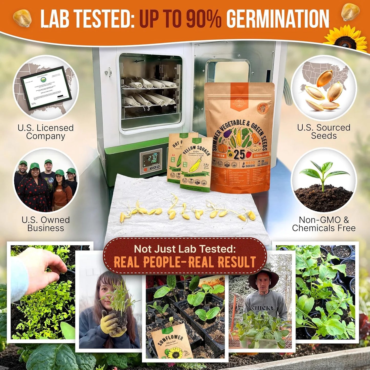25 Premium Non-GMO Heirloom Vegetable & Greens Seed Varieties for a Thriving Summer Garden - Over 6,510 Seeds!