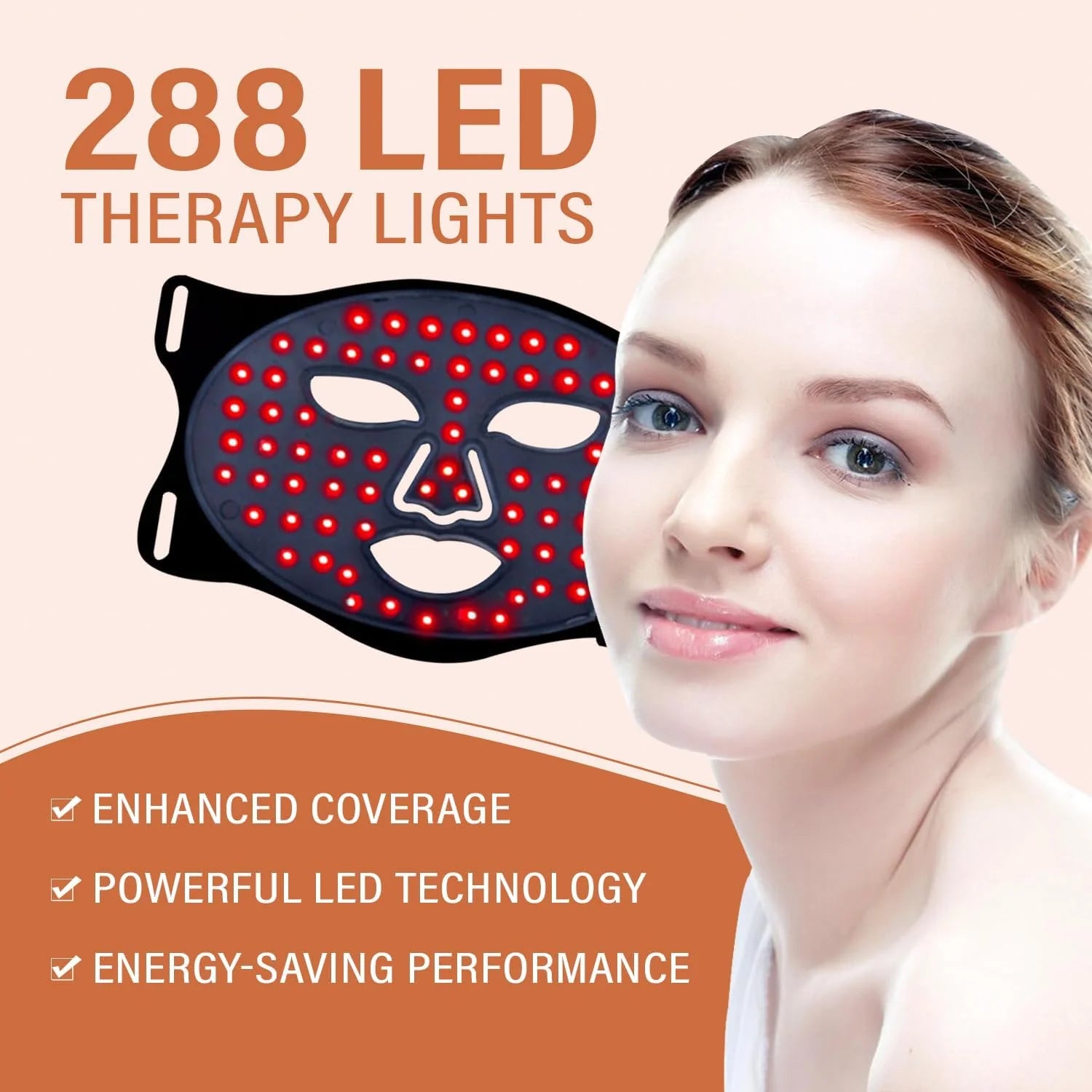 LED Facial Skin Care Mask with Red Light Therapy, 7-in-1 Color Options, 175 High-Density Light Beads, Black