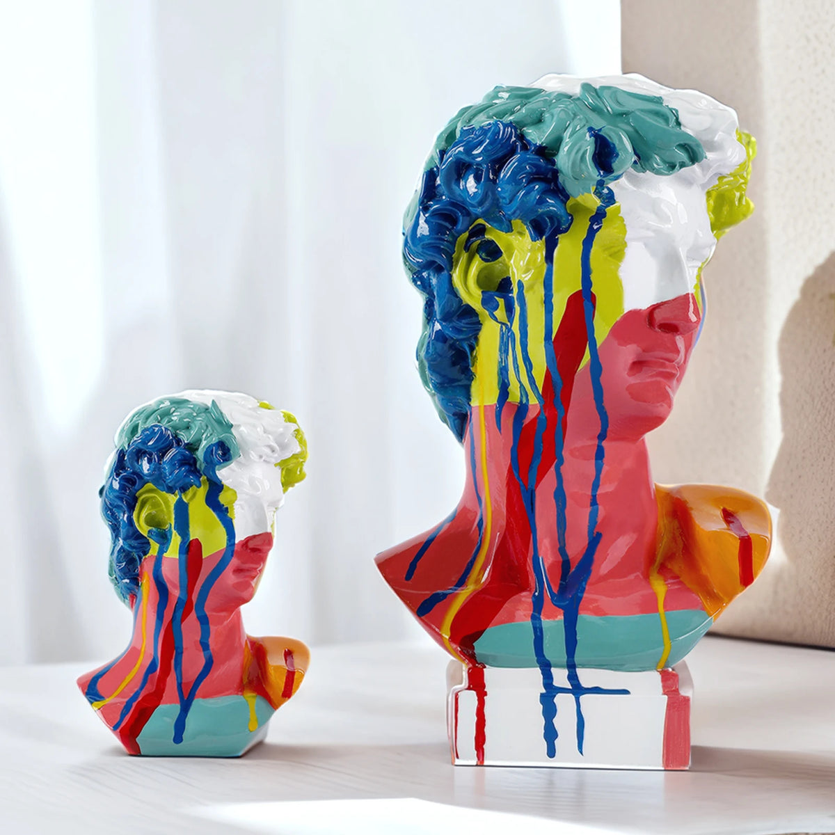 Modern Abstract David Head Bust Sculpture - Elegant European Home Decor Resin Statue for Artistic Touch