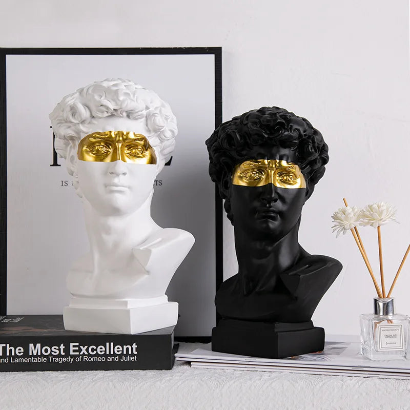 Modern Abstract David Head Bust Sculpture - Elegant European Home Decor Resin Statue for Artistic Touch