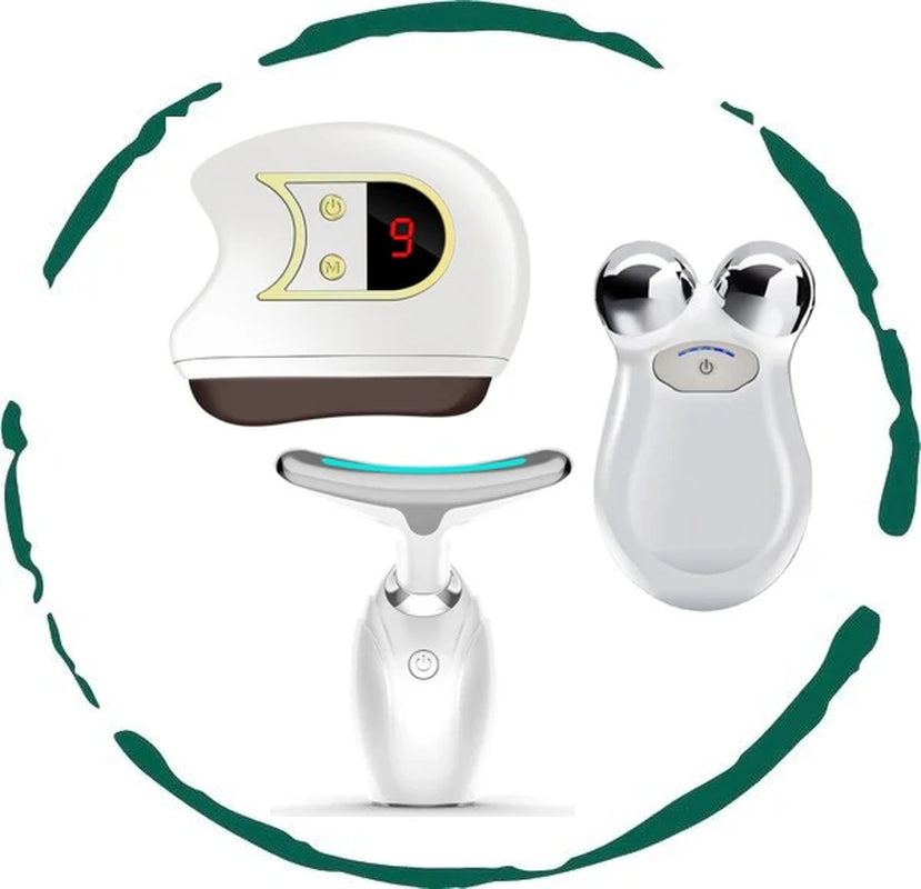 Lift, Sculpt, and Illuminate Toolkit - Set of 3 LED Therapy, Electric Gua Sha, and Microcurrent Toning Devices for Radiant Skin