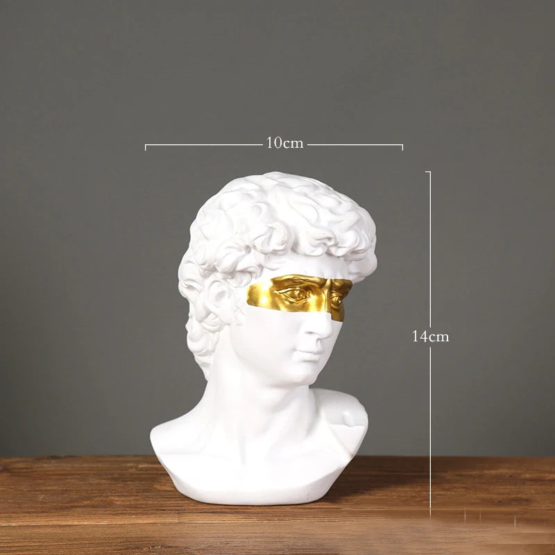 Modern Abstract David Head Bust Sculpture - Elegant European Home Decor Resin Statue for Artistic Touch