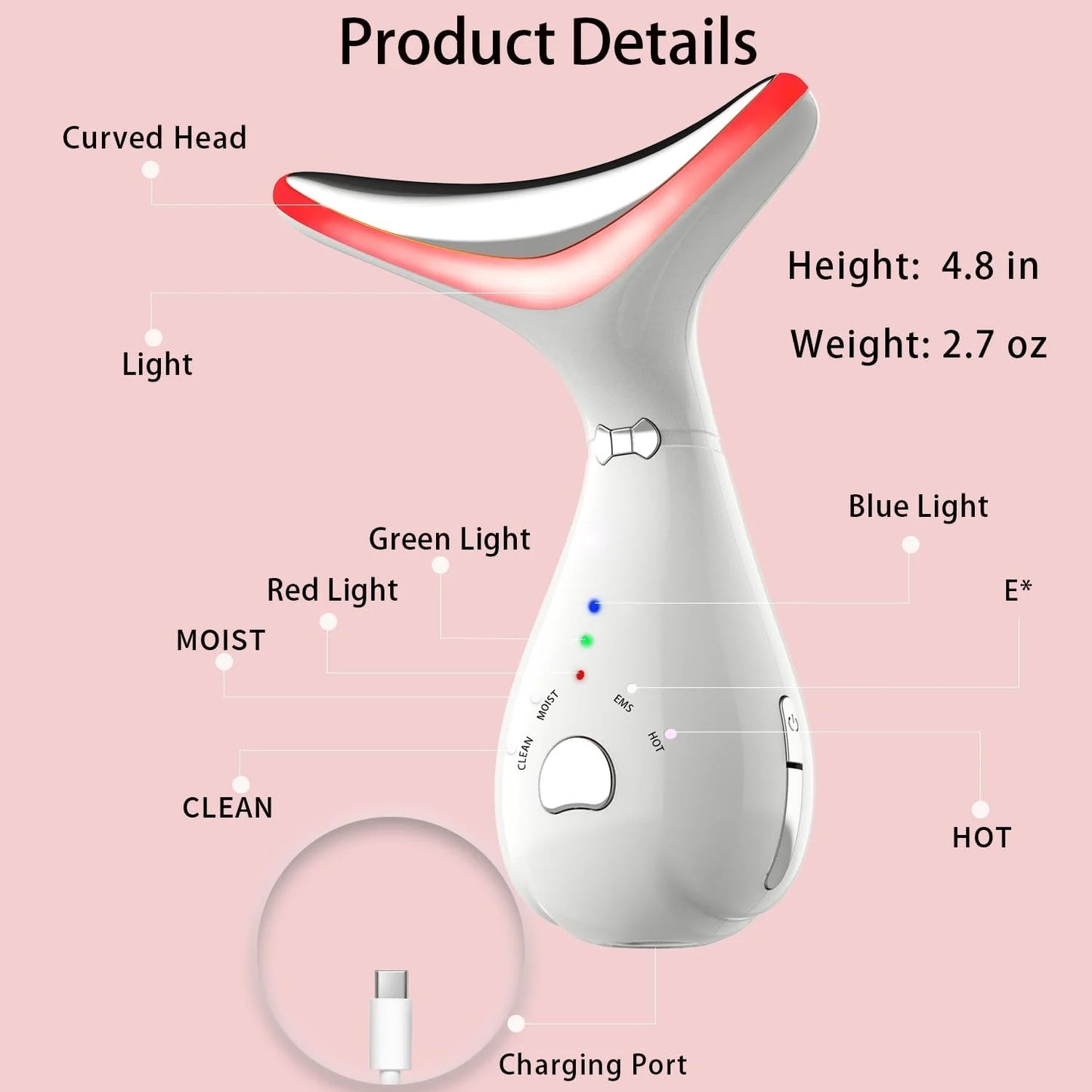 3-in-1 Portable Neck and Face Beauty Device for Advanced Skin Care: Facial Massager with Sculpting, Vibration, Thermal, and Microcurrent Treatments